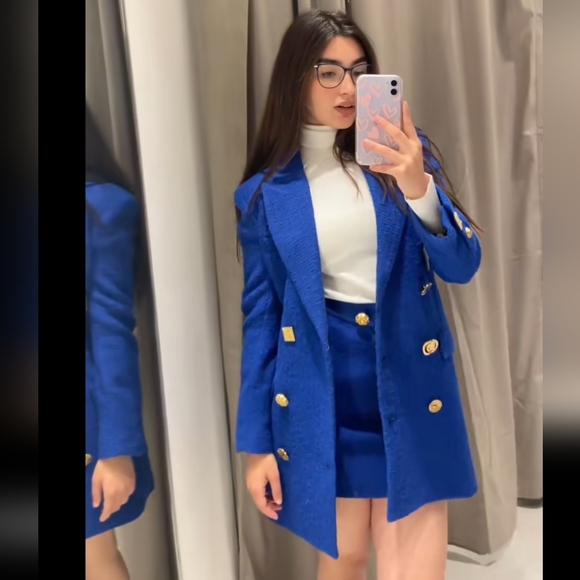 ZARA TWEED  TEXTURED  BLAZER DRESS SIZE S - Picture 2 of 15